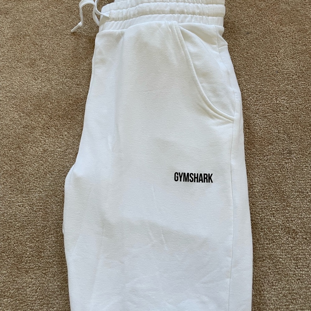 Gymshark White Women's Track Joggers with Black Logo